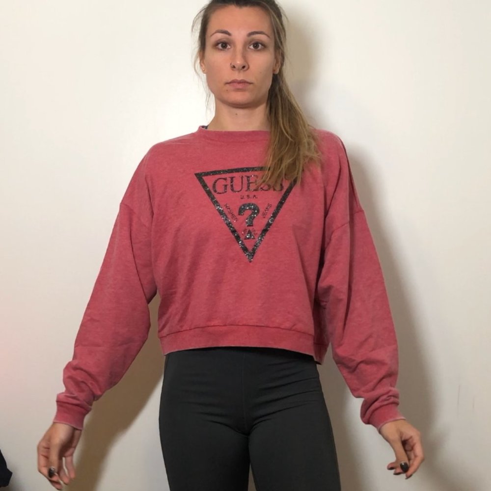 NWT Guess Acid Wash Crop Sweater